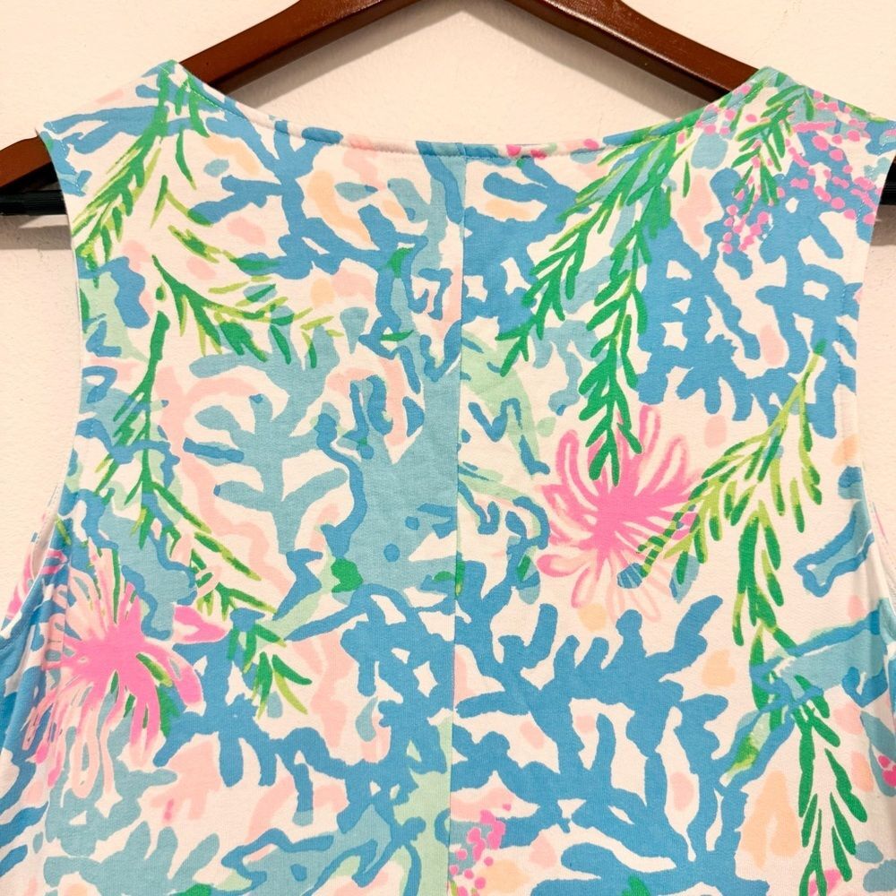 Lilly Pulitzer Harper Shift Dress Coral Bay Stretch Cotton French Terry Medium - Picture 9 of 9
